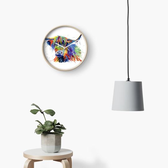 Discover Multicolour Highland Cow Clock