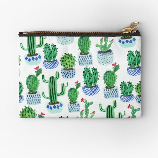 Discover Cactus in watercolor Makeup Bags