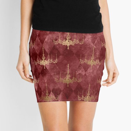 Discover Gothic Red and Gold Mini Skirt