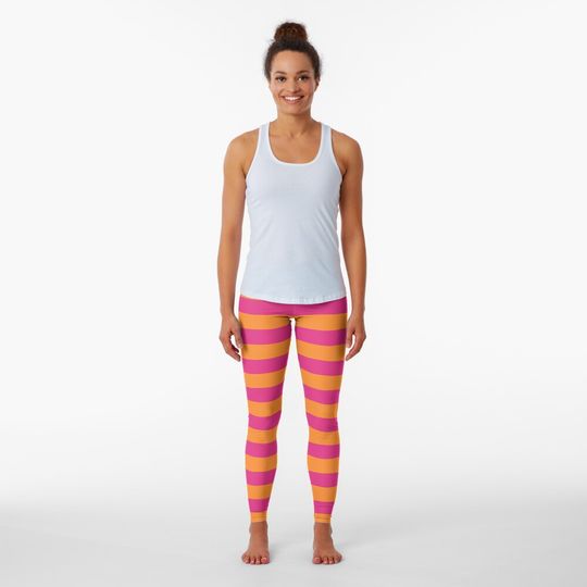Discover Pink Orange Stripes Leggings