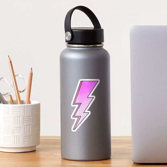 Discover Neon Pink Lightning Bolt Sticker