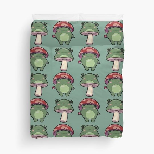 Discover Mushroom Frog Pattern Duvet Cover