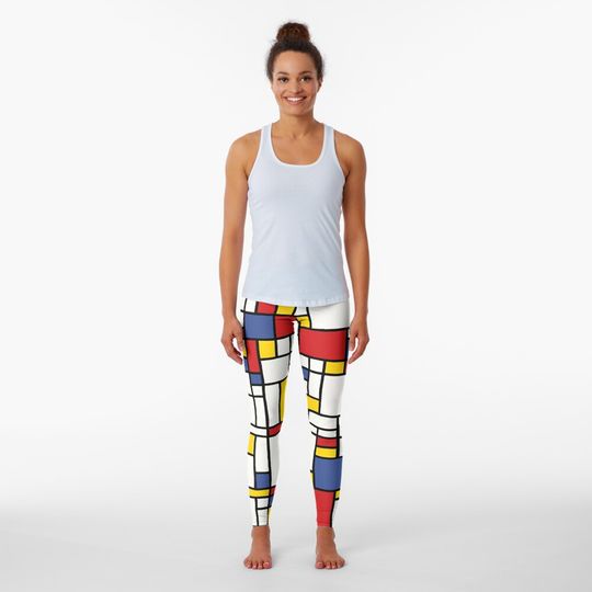 Discover Piet Mondrian Abstract Pop Art 1960s Red Blue Yellow Rectangles Leggings