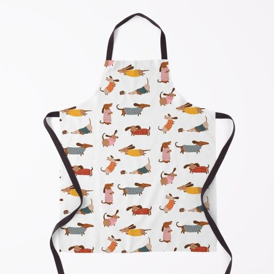 Discover Cute Dachshunds in Winter Sweaters Kitchen Apron