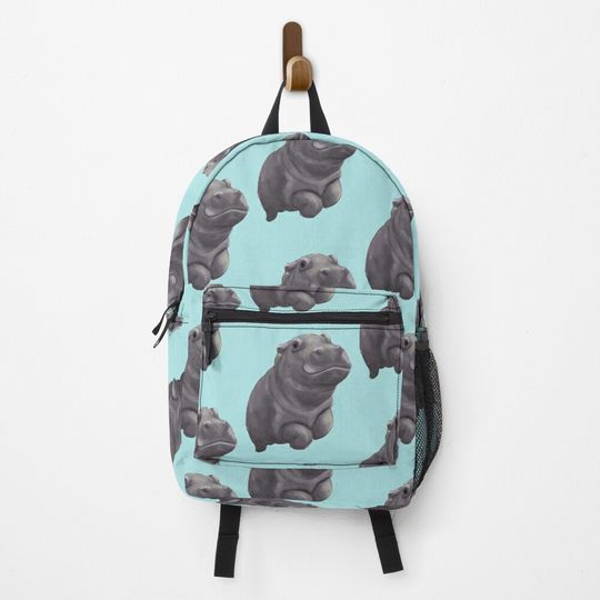 Discover Cute Painted Baby Hippo Swimming Backpack