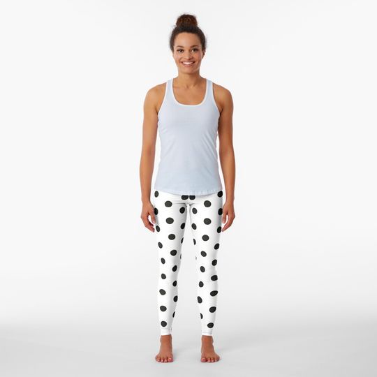 Discover Black on White Polka Dot Leggings