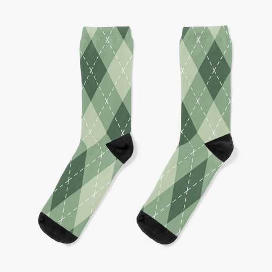 Discover Sage Green Argyle Pattern  Socks