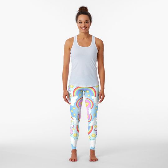 Discover rainbow unicorn mandala Leggings
