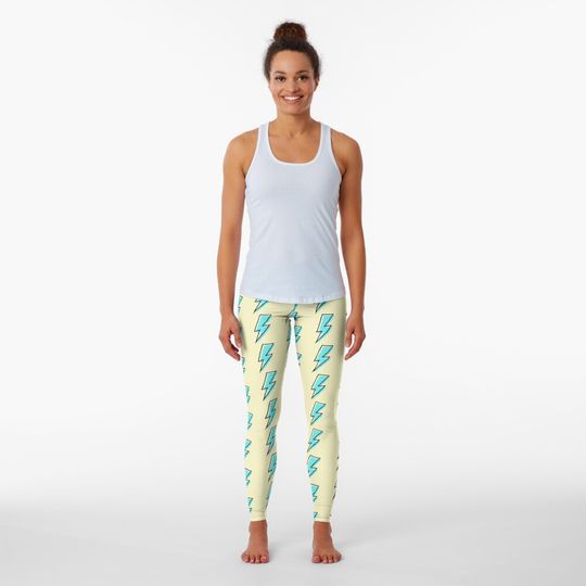Discover Light Blue Lightining Bolt Symbol Leggings