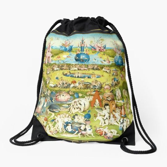 Discover HD The Garden of Earthly Delights -FULL- by H. Bosch HIGH DEFINITION + original colors Drawstring Bag