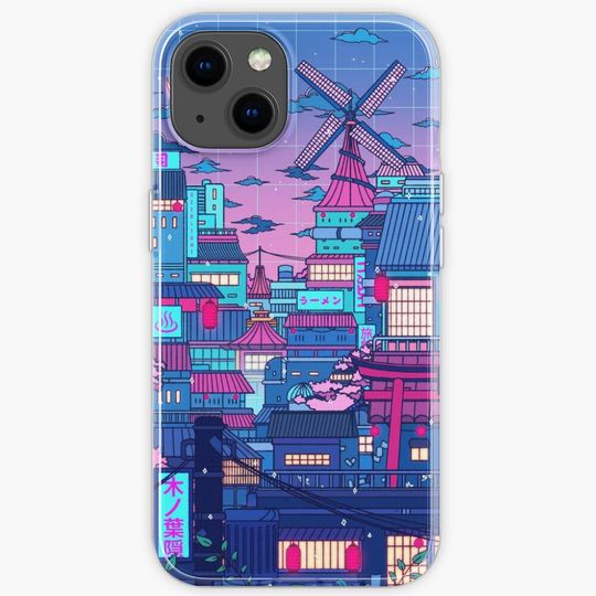 Discover Cyberpunk Village iPhone Case