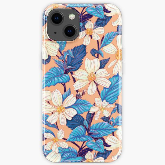 Discover Wildflower Pattern Blue iPhone Case
