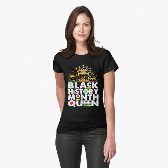 Discover Black Queen Juneteenth Pride Afro African American Flag Fitted T-Shirt