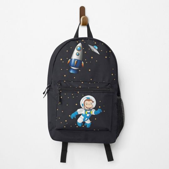 Discover George The Curious Monkey Astronaut Cartoon In Space Scene For Childrens Room Backpack