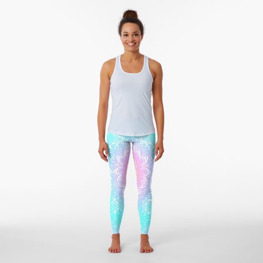 Discover Aqua Boho Mandala Leggings