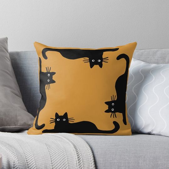Discover Black Cat Throw Pillow