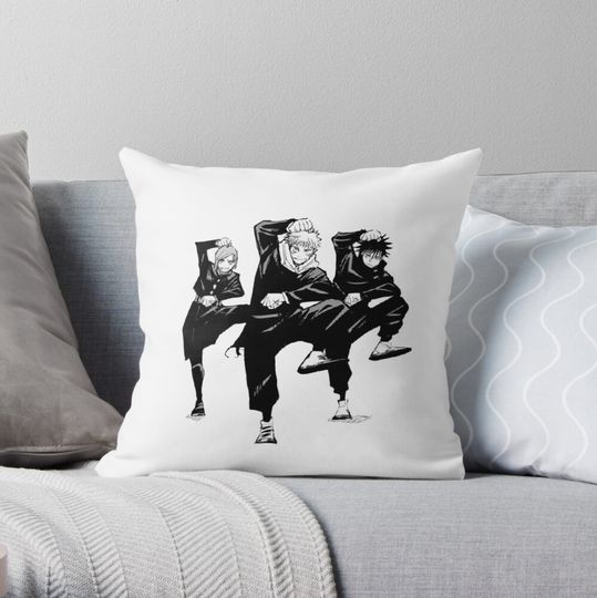 Discover Jujutsu Kaisen Anime Kawaii Sukuna Gojo Satoru Throw Pillow