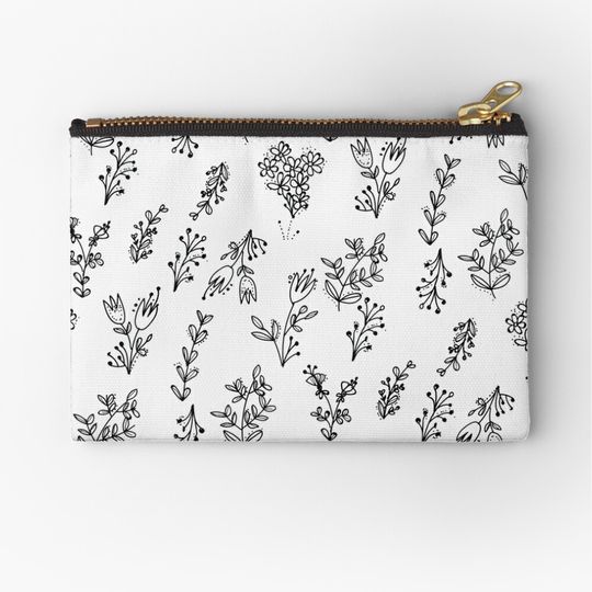 Discover White Floral Pattern Makeup Bags