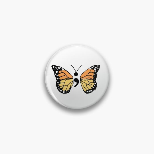 Discover Semicolon Monarch Butterfly Pin