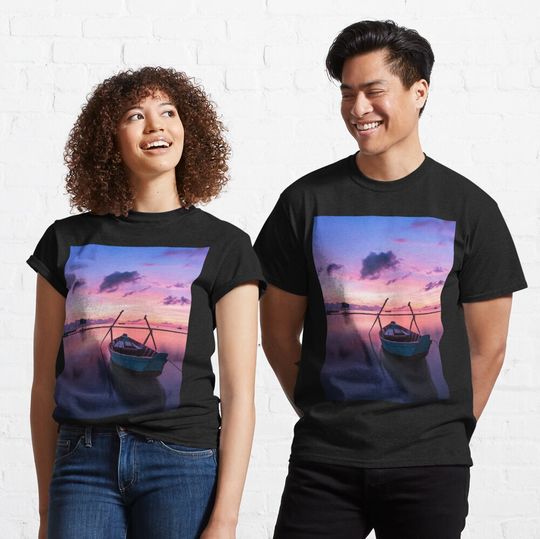 Discover Sunset In The Sea With A Red Sky Classic T-Shirt