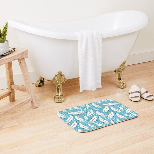 Discover Australian Native Birds Cocky Cockatoos Bath Mat