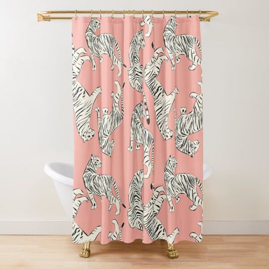 Discover Pink Tiger Pattern 006 Shower Curtain