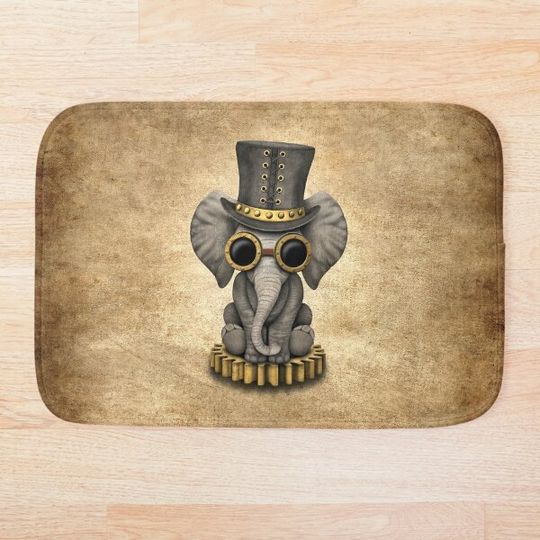 Discover Steampunk Baby Elephant Bath Mat