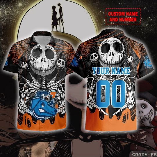 Discover Skellington Halloween Nightmare 3D Hawaiian Shirt Custom Name And Number