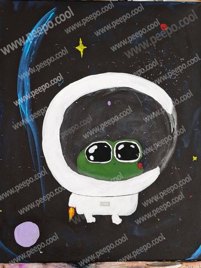 Discover Pepe Astronaut Painting In Space On Canvas