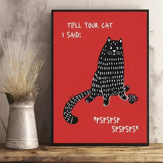 Discover Funny Black Cat Poster - Cute Cat Print