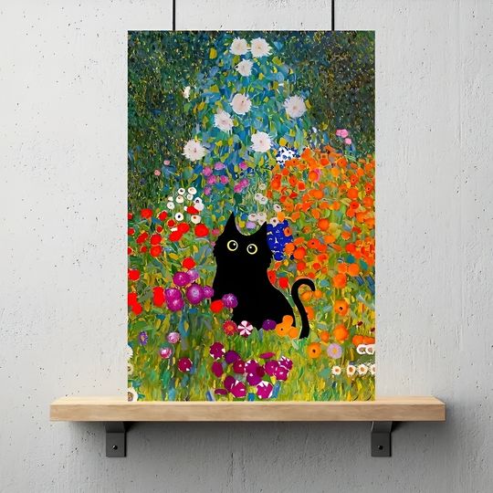 Discover Brighten Up Your Bedroom with this Colorful Abstract Cat Poster