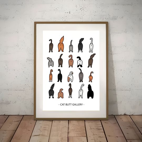 Discover Cat Butt Gallery Poster, Funny Cat Lover Poster Wall Art For Living Room, Wall Decor For Bedroom, Home Decor Room Decor, Frameless