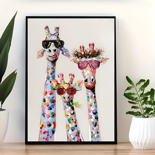 Discover Colourful Giraffe - Wrapped Poster Print, Wall Art For Living Room, Bedroom, Children's Room Wall Decor, Gaming Poster, Home Decor No Frame