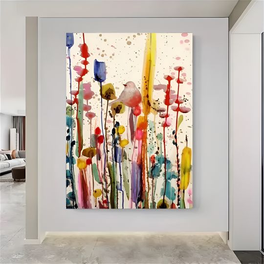 Discover Printing Of Fairy Birds In Flower Bushes,Posters, Fashionable Animals And Flowers, Oil Painting, Decoration For Children's Room, For Gifts, No Frame