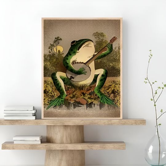 Discover Vintage Frog Poster, Art Deco, Vintage Print, Colorful Wall Art Home Decor No Frame