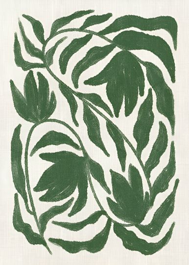 Discover GREEN BOTANICAL ON LINEN POSTER