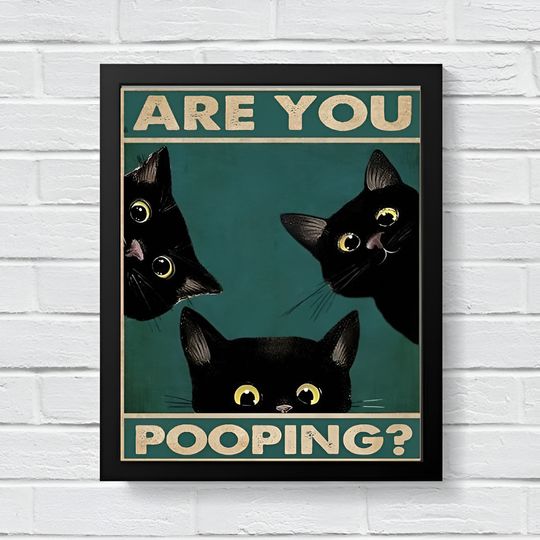 Discover Are You Pooping, Black Cats Poster Bathroom Decor,  Wall Art For Bathroom, Funny Art, Home Decor