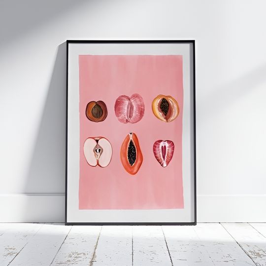 Discover Sliced Feminine Fruit, Signed Art Print, “Fruity Sliced” Vintage Poster, Empowerment Print, Body Positivity, Woman Body Poster
