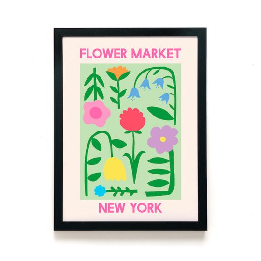 Discover Flower Market New York 12x16 Limited Edition Framed Poste