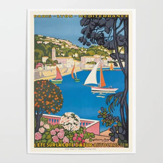 Discover 1926 FRANCE Summer On The Cote D'Azur Travel Poster Poster