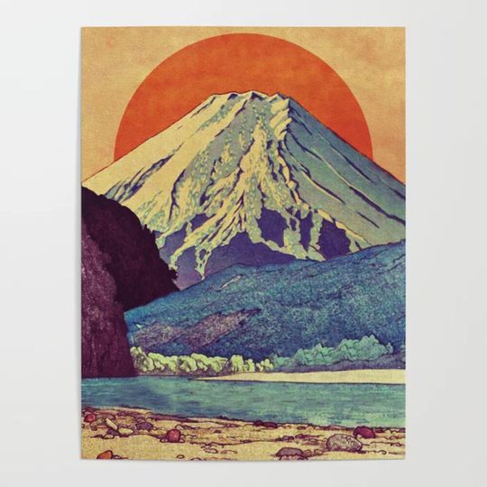 Discover The Red Sunrise at Dayai Shore - Nature Landscape Poster