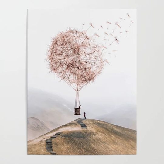 Discover Flying Dandelion Poster