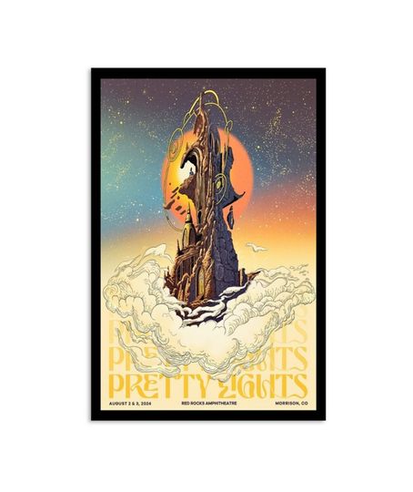 Discover Pretty Lights Aug 2-3 2024 Red Rocks Morrison CO Poster Limited