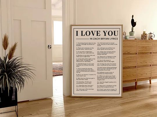 Discover I Love You In Lyrics Poster NO Frame, Trendy Physical Poster, Coastal Cowgirl Unframed Poster, Tour Merch, Wall Art Print
