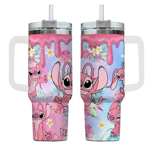 Discover Personalized Disney Angel Tumbler, Stitch And Angel 40oz Tumbler, Stitch Gift, 40oz Disney Tumbler