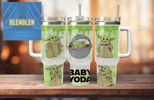 Discover Cute Disney Baby Yoda Tumbler 40 Oz, Star Wars Tumbler, Disney Coffee Tumbler, Cartoon Travel Tumbler, Yoda Lover Cup, Disney Gift