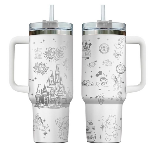 Discover Disney Castle Tumbler 40 Oz, Castle Pattern Tumbler, Custom Stainless Steel Tumbler, Custom Gift