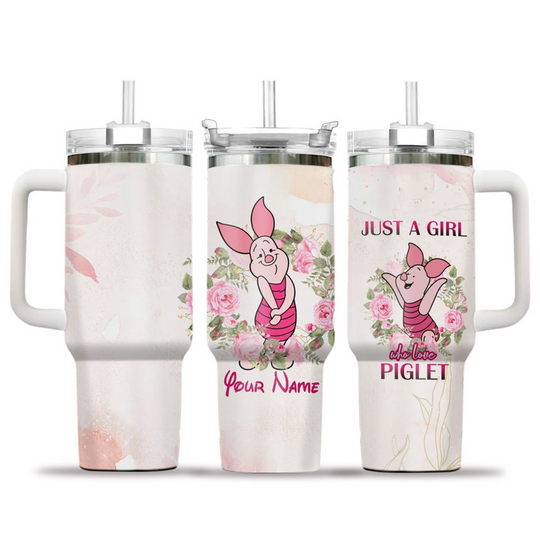 Discover Personalized Piglet 40 Oz Tumbler, Winnie The Pooh Tumbler, Disney Tumbler Cup With Handle