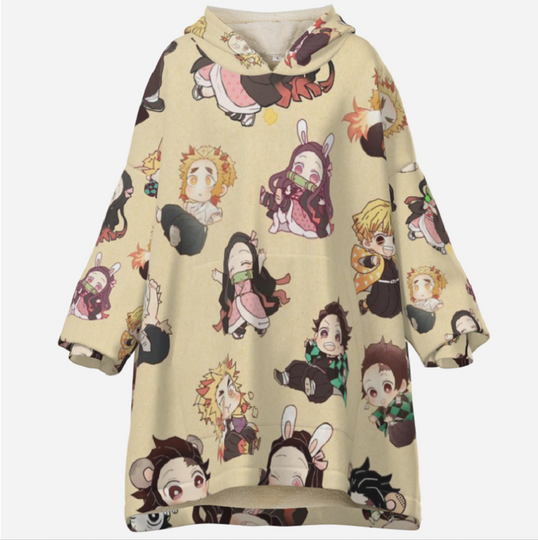 Discover tanjiror Kamado Hooded Blanket, Christmas Demon version Gift For Kids