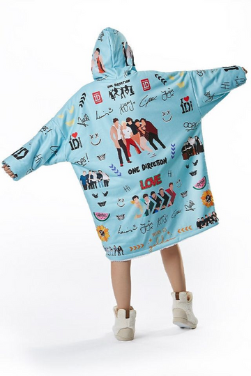 Discover 1D Blanket Hoodie Blue, Blanket Oodie Oversized Hoody Blanket Throw Hoodie Pajama Gifted Cute Pyjama Set Pajama Party P05